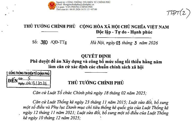 XÂY DỰNG MỨC SỐNG TỐI THIỂU HẰNG NĂM: CĂN CỨ KHOA HỌC CHO CÁC CHÍNH SÁCH AN SINH XÃ HỘI