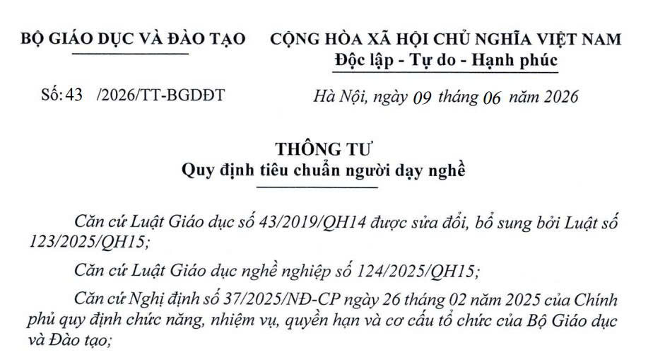 Triển khai Thông tư mới quy định tiêu chuẩn người dạy nghề năm 2026: Những điểm lưu ý đối với ngành Nông nghiệp và Môi trường